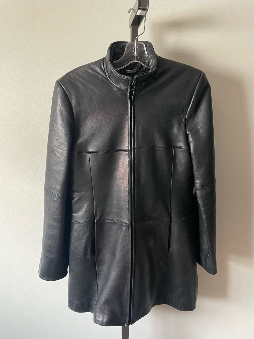 DANIER Vintage 90s Black Genuine Leather Long Zip Coat Jacket Matrix Duster